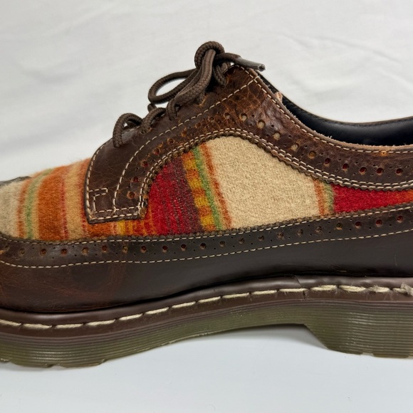 Rare Dr. Martens x Pendleton Sz 13 Leather Wingtip Oxfords Santa Fe Stripe Wool - Picture 6 of 12